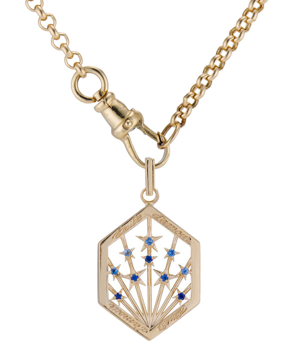 SAPPHIRE STAR LOVE TOKEN and SMALL BELCHER CHAIN WITH DOG CLIP CLASP
