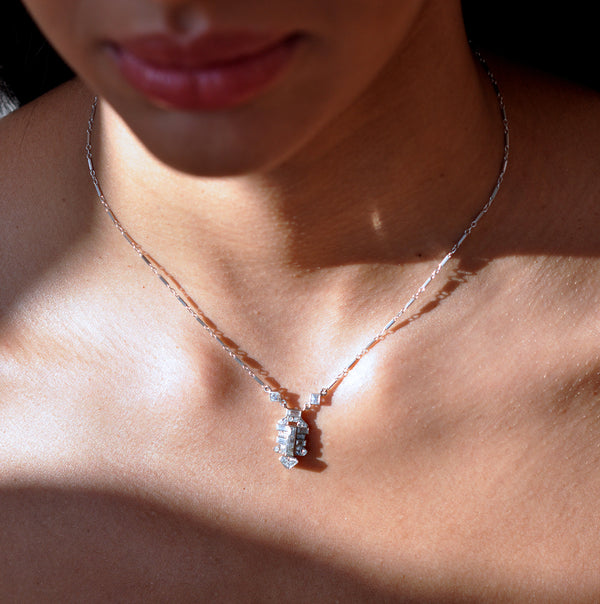 Deco Diamond Pendant Necklace