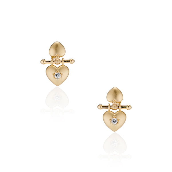 Diamond Puffy Heart Earrings