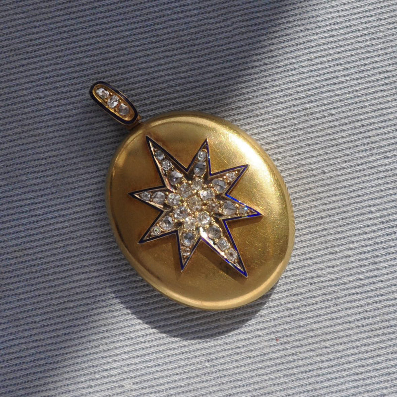 Victorian Enamel Diamond Star Locket