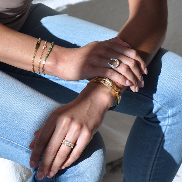 Gold and Diamond Buckle Bangle