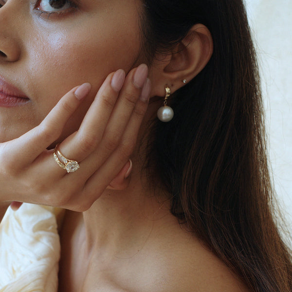 Carved Floral Band with Diamonds