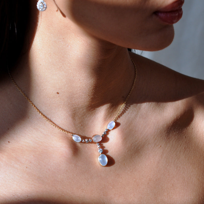 Edwardian Moonstone and Diamond Necklace