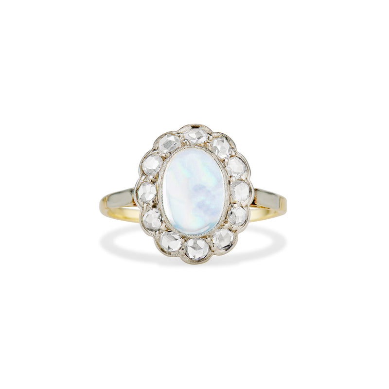 Moonstone and Diamond Cluster Ring