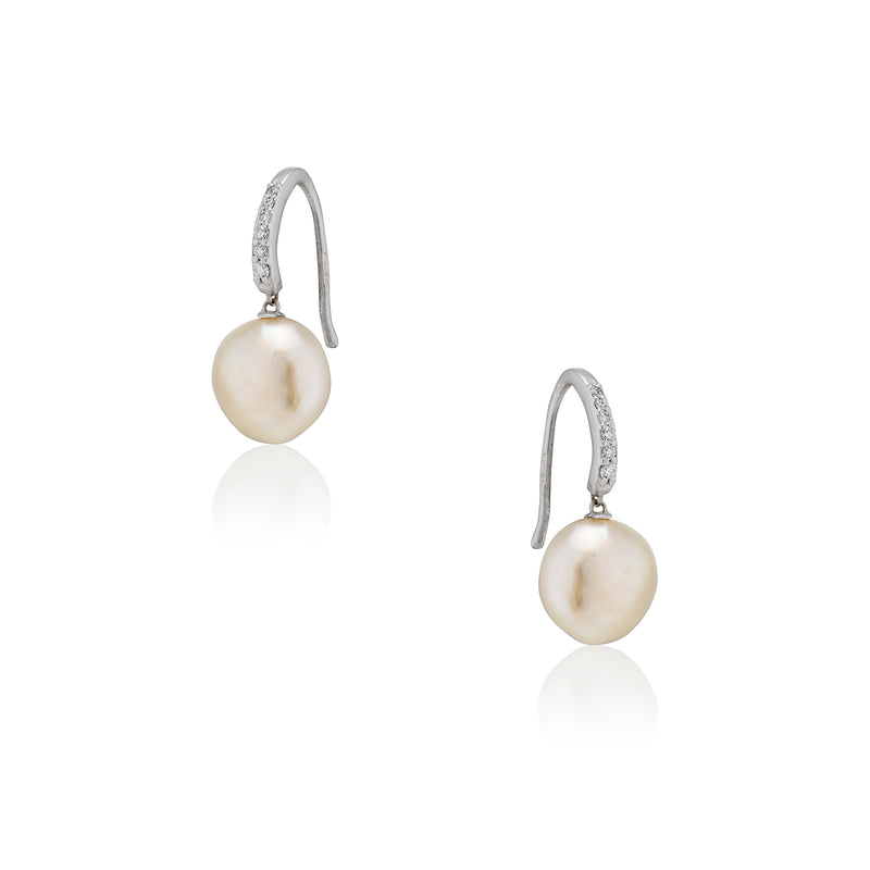 Diamond Pearl Drop Earrings