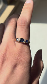Victorian Sapphire and Diamond Half Hoop Ring