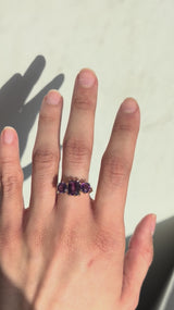 1913 Edwardian Amethyst Three Stone Ring