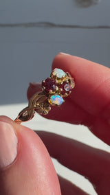 Garnet and Opal Flower Ring