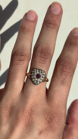 Late Victorian Split Shank Pearl Heart Ring