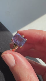 Midcentury Emerald Cut Amethyst Ring