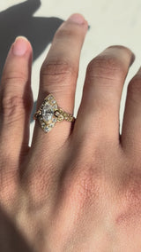 Late Victorian Marquise and Old Mine Cut Diamond Engagement Ring