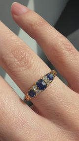 Victorian Sapphire And Diamond Half Hoop Ring