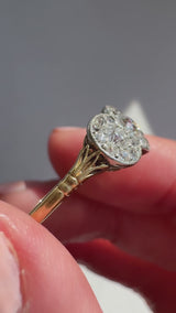 Midcentury Old Mine Cut Diamond Illusion Ring