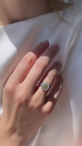 Deco Demantoid Diamond Halo Ring