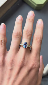 Tanzanite and Princess cut diamond ring