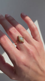 1909 Opal and Diamond Navette Ring