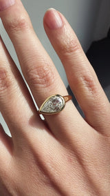 1.50 Antique Pear Diamond Sadelle Engagement Ring