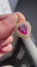 2.21 Carat Pink Sapphire and Diamond Heart Pendant