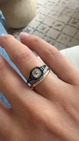 Art Deco Blue Sapphire and Diamond Ring