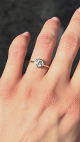 1.09 Carat Old European Cut Diamond Two Tone Engagement Ring