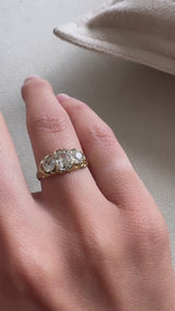 Carved Victorian Old Mine Three Stone Ring