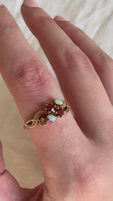 Garnet and Opal Flower Ring