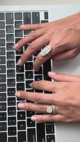 French Old Mine Cut Diamond Elongated Cluster Ring