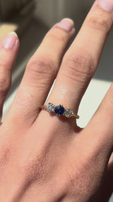 Antique Sapphire and Old european cut diamond ring