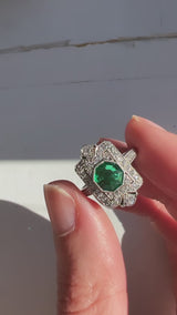 Deco Octogon Emerald Diamond Ring