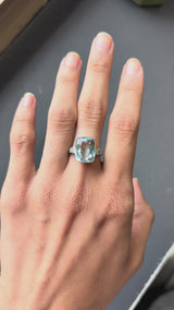 Art Deco Aquamarine and Baguette Diamond Ring