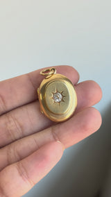 Victorian Old Mine Cut Diamond Oval Starburst Locket