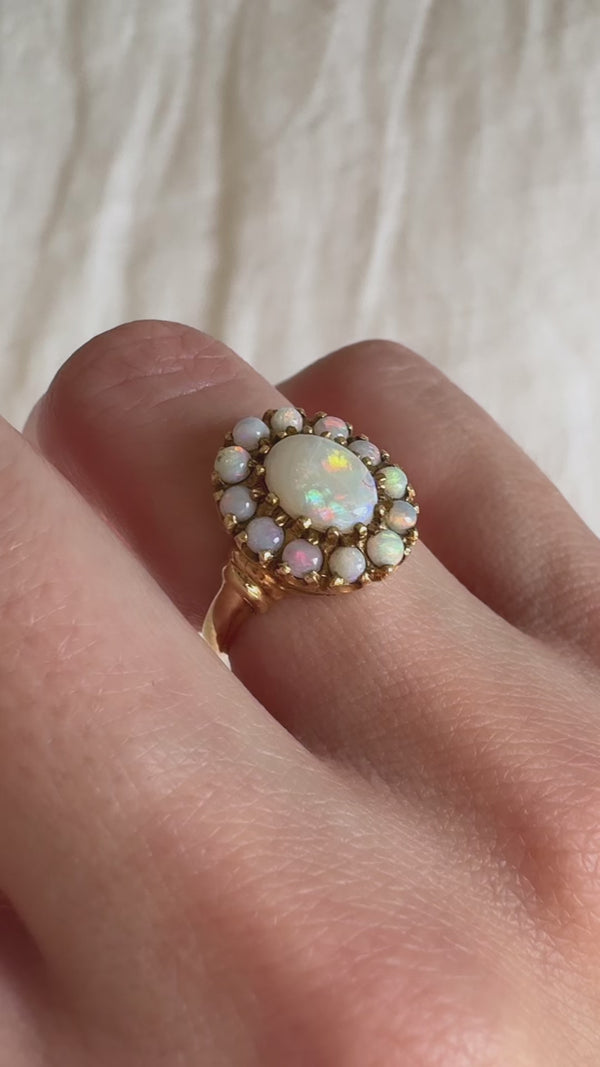 Victorian Revival Vintage Opal Cluster Ring