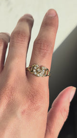 Victorian Diamond Pearl and Enamel Horseshoe Ring