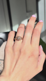 Old Mine and Rose Cut Diamond Halo Ring