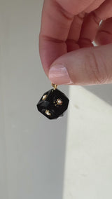 Victorian Black Onyx and Pearl Mourning Die Pendant