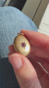 1913 Ruby Oval Starburst Locket