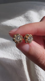 0.90 carat Buttercup Old Mine Cut Diamond Earrings