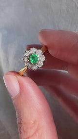 Petite Emerald Diamond Cluster Ring