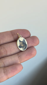 Victorian Champleve Enamel German Shepherd Pendant