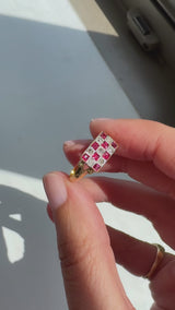 Late Victorian French Ruby and Diamond Checkerboard Ring