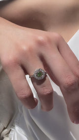 Deco Demantoid Diamond Halo Ring