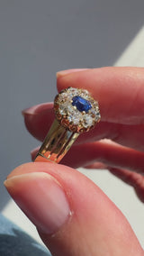 Victorian Sapphire Cluster With Carved Shoulders