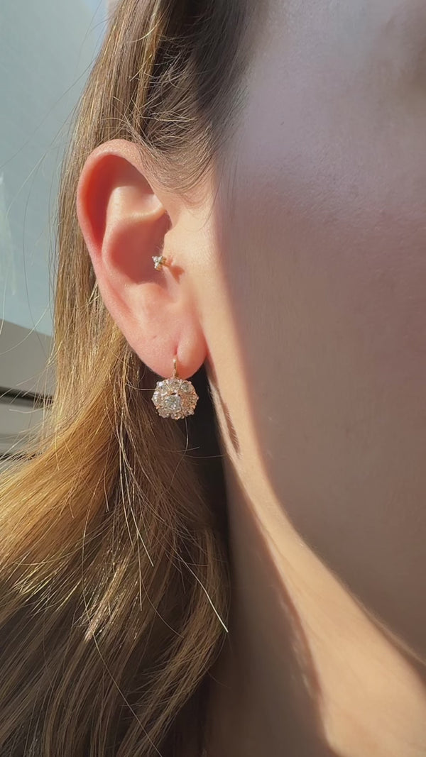 Late Victorian Diamond Cluster Earrings