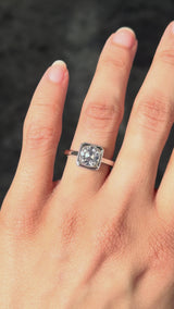 1.74 Old Mine Cut Diamond Diamond White Gold Bezel Engagement Ring