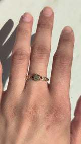 Carved Chrysoberyl and Ruby Ring