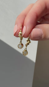 Midcentury Leverback Old Mine Diamond Earrings