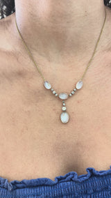 Edwardian Moonstone and Diamond Necklace