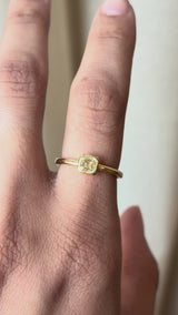 0.40 Carat Fancy Light Yellow Asscher Cut Diamond Ring