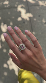 Pink Spinel Art Deco Old Mine Cut Diamond Ring