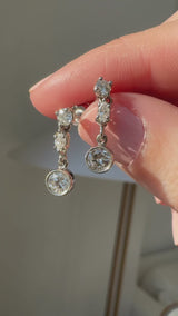 Estate Mixed Cut Diamond Dangling Earrings